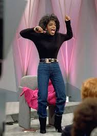 Oprah lost 67 pounds after completing a liquid diet. Two days after this show was aired and she stopped the liquid diet, she admitted that she could no longer fit into those jeans. 